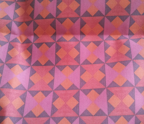 Tiny Pink Orange and Red Quilt Squares