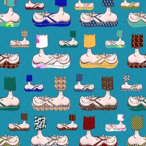 Feet with their BFF's ~ Flip-Flops! (blue)