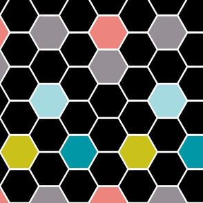 colorful hexies black
