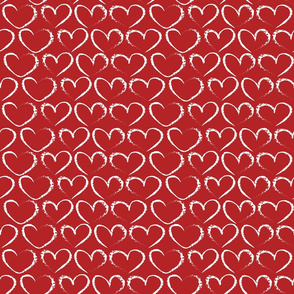 chalk hearts on red
