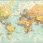 World Map Fabric