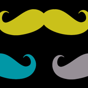 colorful moustaches on black