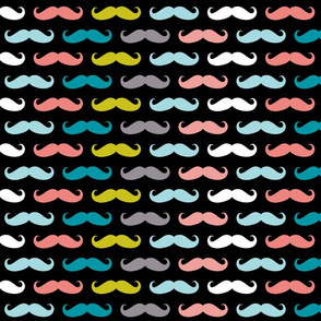 colorful moustaches on black