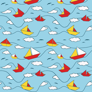 Origami sailing boats