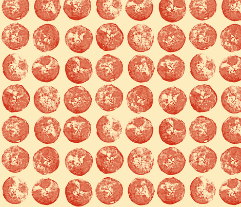 apple prints in red on cream