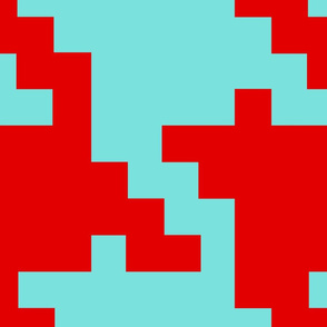 Houndstooth GIANT red and turquoise