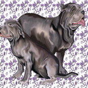 Neopolitan Mastiffs fabric with flowers