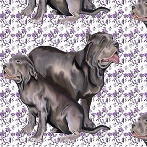 Neopolitan Mastiffs fabric with flowers