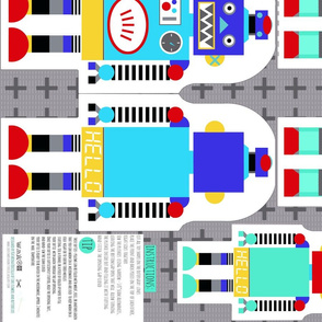 retro robots smaller - cut and sew template