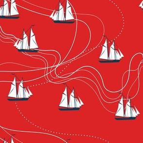 wavy sea - red