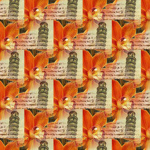 Italian Pisa Orange Orchid Fabric