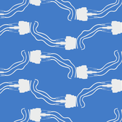 Geek swimmers on blue