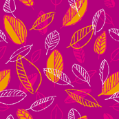 Retro Hot Pink and Yellow Leaves