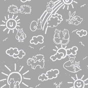 You Are My Sunshine Woodland Animals-in Grey and White