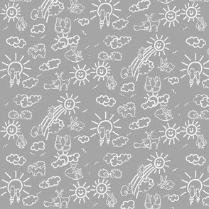 You Are My Sunshine Woodland Animals-in Grey and White