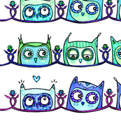 Peek-a-boo Blue Owls