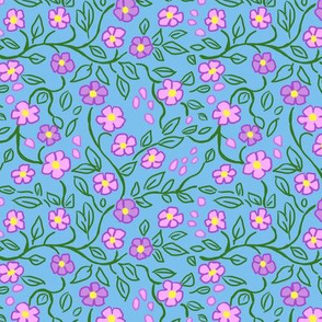 Flower Vine Pink and Blue