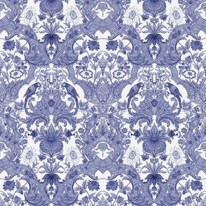 Parrot Damask ~ Blue & White