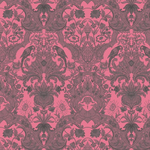 Parrot Damask ~ Pink & Grey
