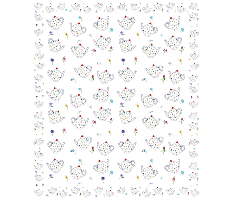 Teapot Flowers Cheater Quilt