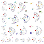 Teapot Flowers Cheater Quilt