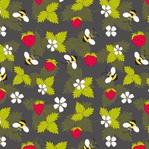 strawberry and bee