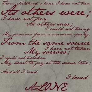 Edgar Allan Poe ~ Alone ~ Poem in Blood Red on Parchment