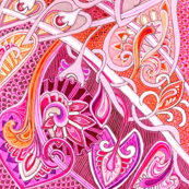 Old Fashioned Twisted Paisley Victorian (in magenta/orange)