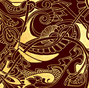 Chocolate on Parchment Damask