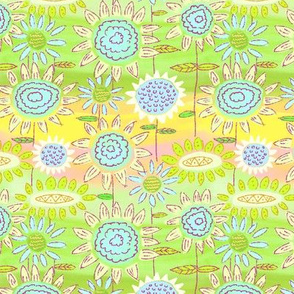 Floral Frolic Green and Yellow