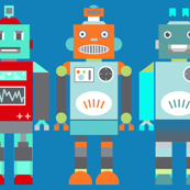 retro robots blue