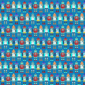 retro robots blue