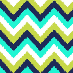 chevron ikat peacock white