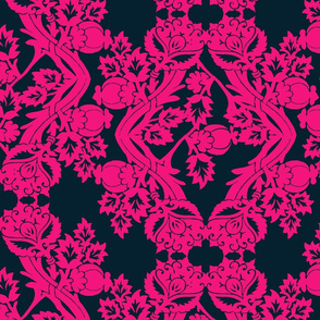floral damask blue