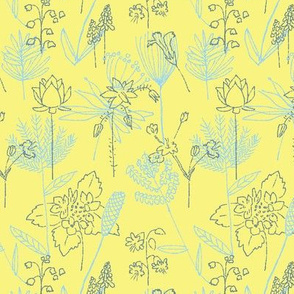 Flowers and Plants Yellow and Blue Contrast