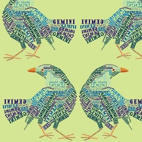 Gemini the Twin Bower Birds Olive