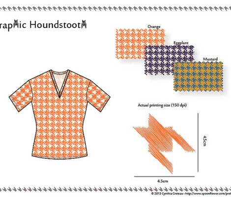 Burlap orange Houndstooth