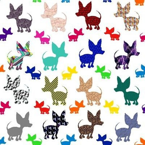 Colorful Chihuahuas on Parade (white)