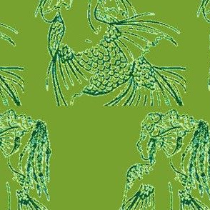 Contemplating Mermaid-green