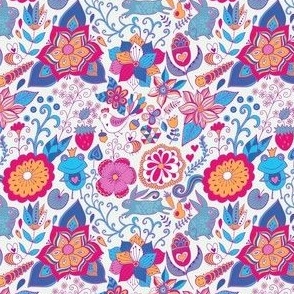 floral pattern with funny animals