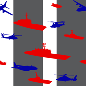 Deepwater Fabric Red/Orange White Blue and Gray