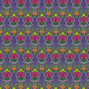 Art Nouveau roses, purple
