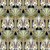 Art Deco abstract, mellow green