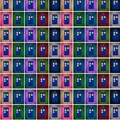 Colorful Police Boxes, Bright TARDIS Grid