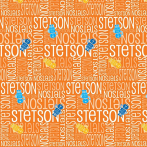 Personalised Name Fabric - Robots in Orange