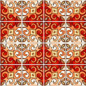 Tile Swirl Orange - Inspired by Portuguese Tiles
