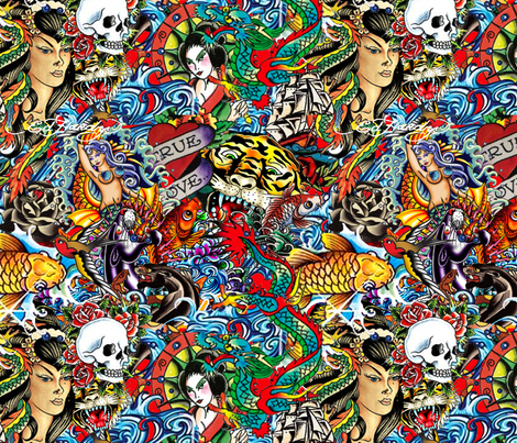 Ed Hardy Fabric 1 fabric - ellyw - Spoonflower