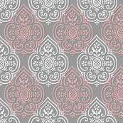 Lace Medallion ~ Grey, Pink & White