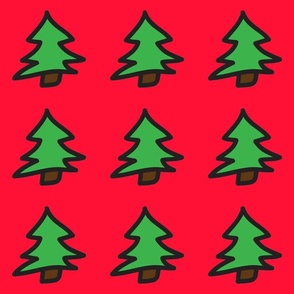 Christmas Tree Red Background