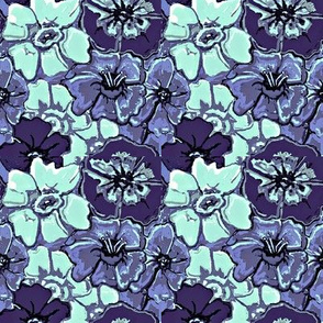 blue poppies and daffodils